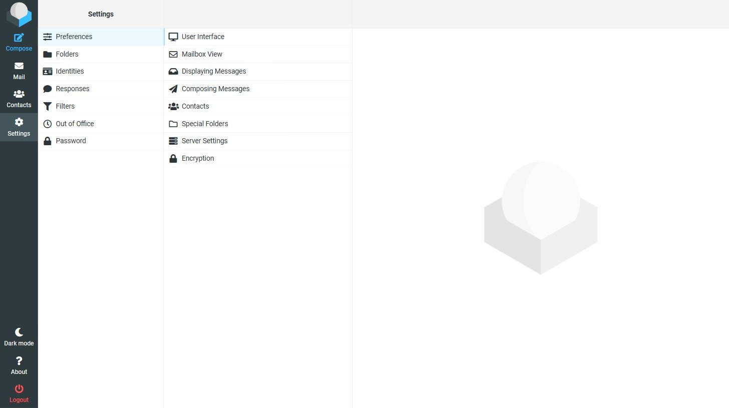 Het instellingenscherm van webmail met het menu-onderdeel Out of Office