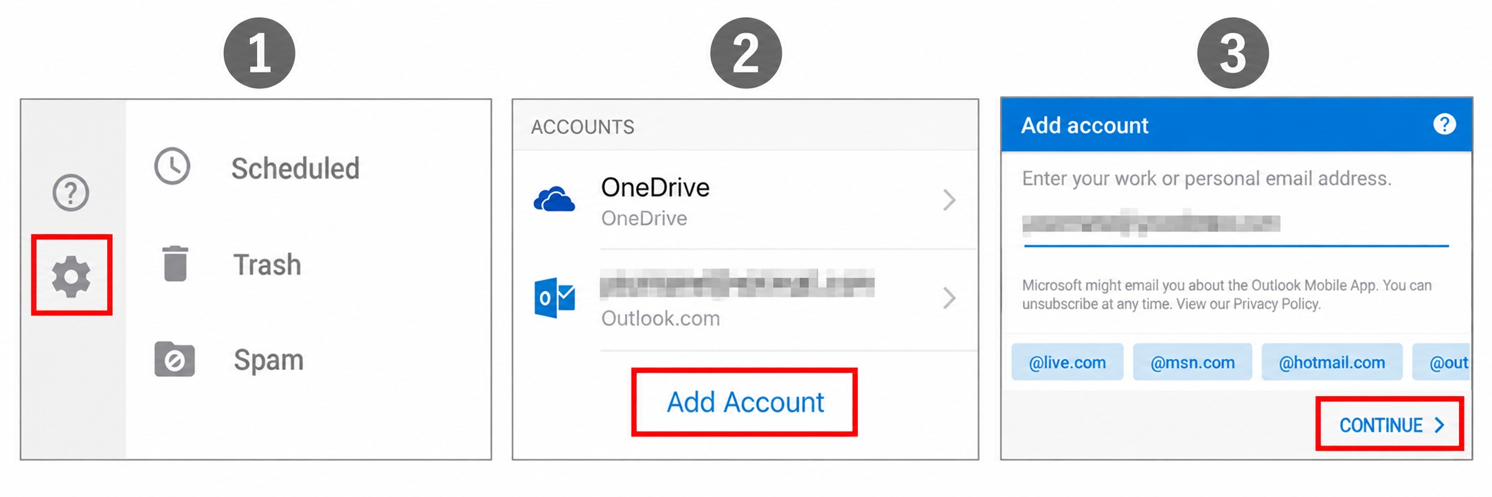 Account toevoegen in Outlook voor Android in drie stappen.