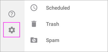 Outlook voor Android met de knop Instellingen gemarkeerd.